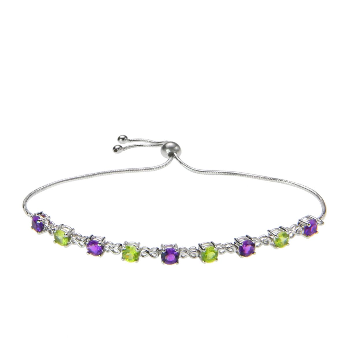 ALYN B JOYAS - Pulsera de Plata 925 gemas de Amatista Peridoto Infinito