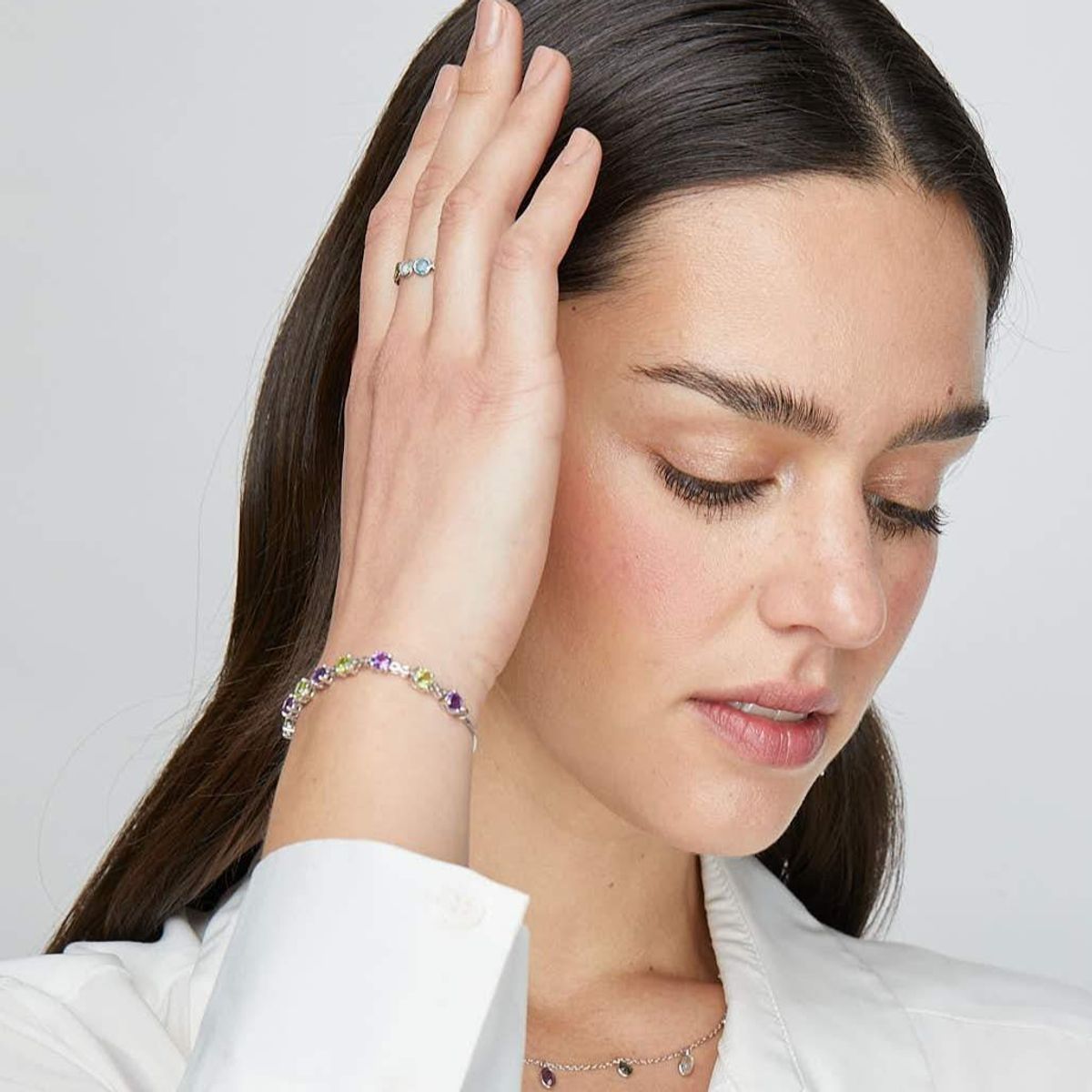 ALYN B JOYAS - Pulsera de Plata 925 gemas de Amatista Peridoto Infinito