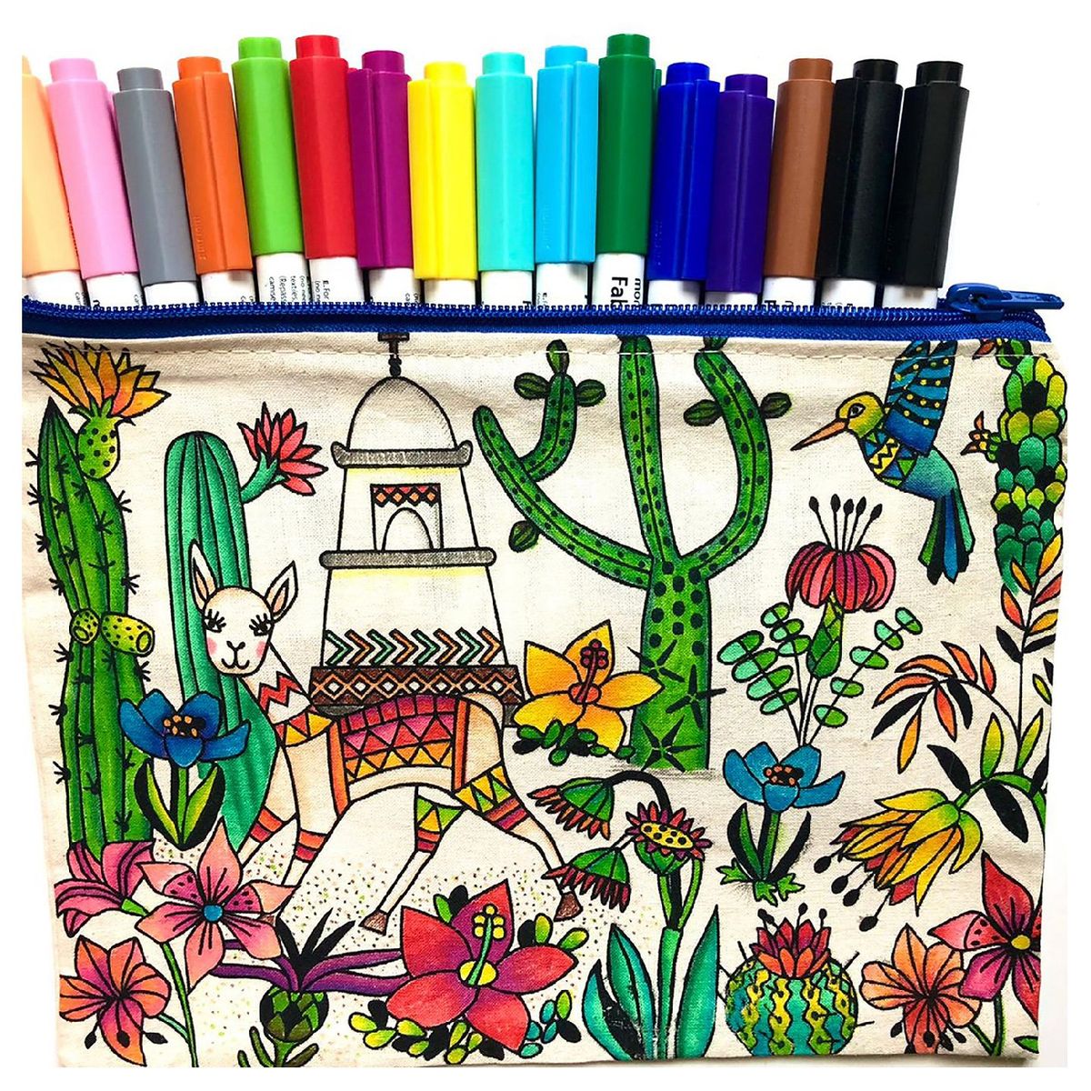 EMPORIO CURANIPE - Set para pintar estuche Llamita 16 marcadores textiles