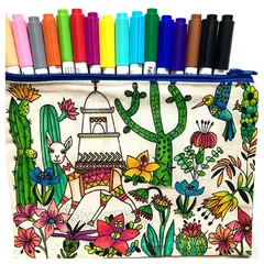 EMPORIO CURANIPE - Set para pintar estuche Llamita 16 marcadores textiles