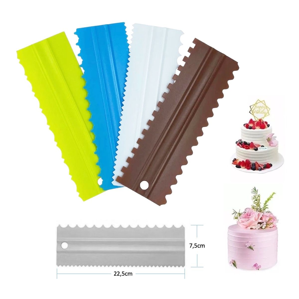 GENERICO - Set 4 Scrapers / Raspadores Plástico Diseños Repostería