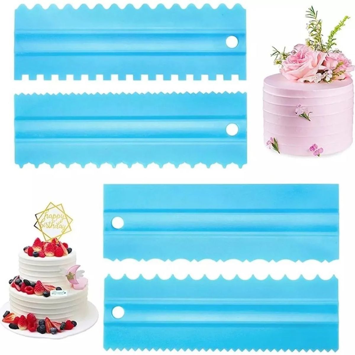 GENERICO - Set 4 Scrapers / Raspadores Plástico Diseños Repostería