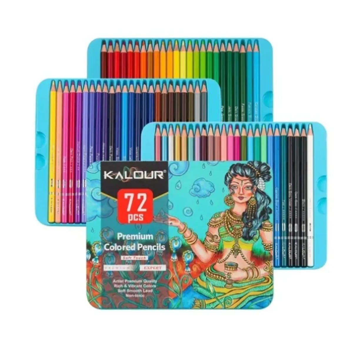 ESHOPANGIE - Set 72 Lapices Colores Arte Profesional Dibujo Caja Metálica