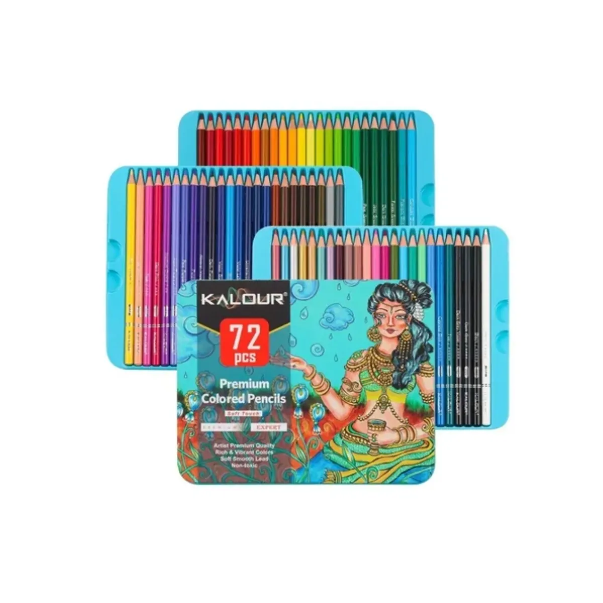 ESHOPANGIE - Set 72 Lapices Colores Arte Profesional Dibujo Caja Metálica