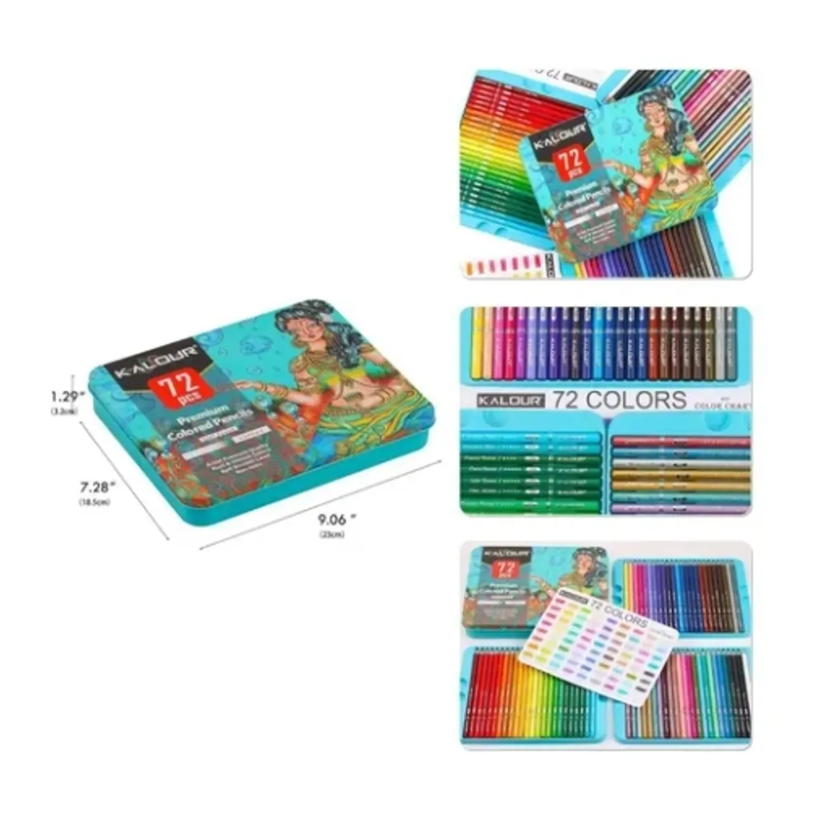 ESHOPANGIE - Set 72 Lapices Colores Arte Profesional Dibujo Caja Metálica