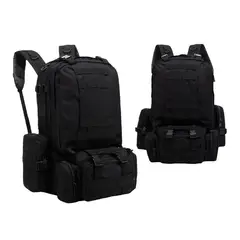 GENERICO - Mochila Tactica Trekking Outdoor 65 L 3 En 1 Negro