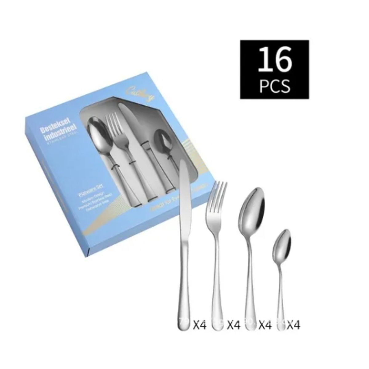 ESHOPANGIE - Juego De Cubiertos 16 Piezas Acero Inoxidable