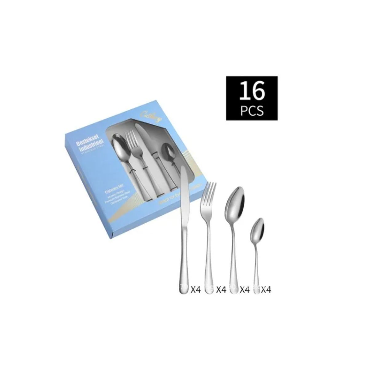 ESHOPANGIE - Juego De Cubiertos 16 Piezas Acero Inoxidable