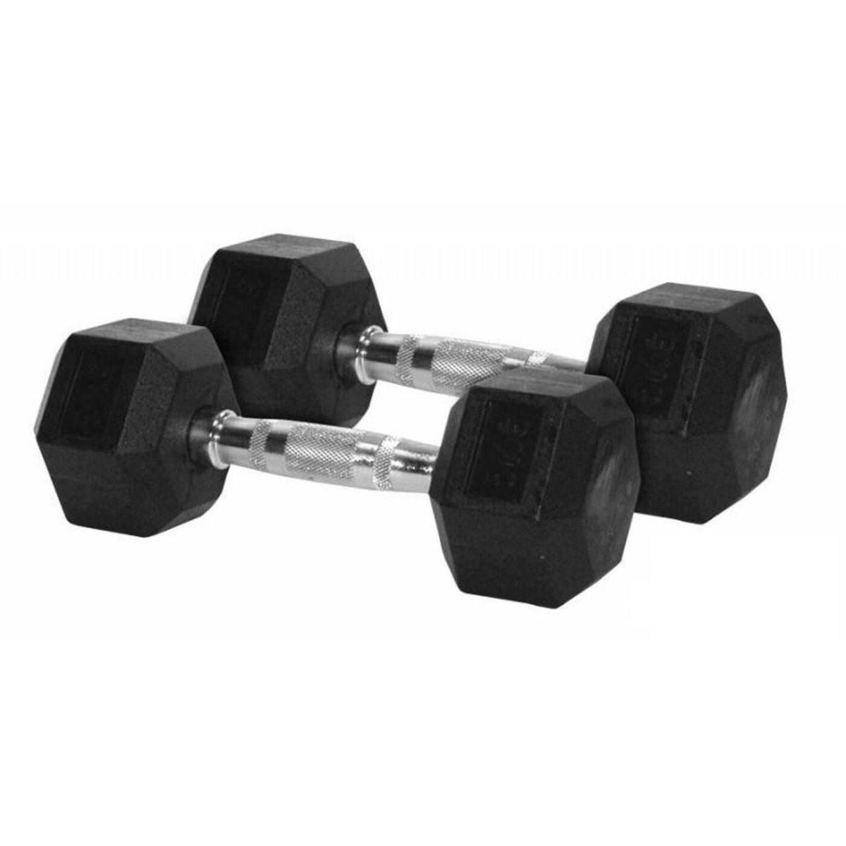 BASKO FITNESS - Mancuernas Hexagonales De Caucho Par 5 Kg