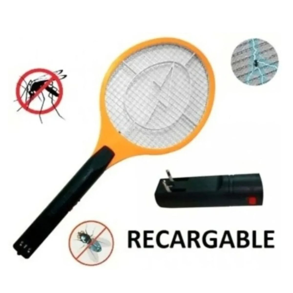 GENERICO - Mata Mosca Raqueta Electrica Recargable Insectos