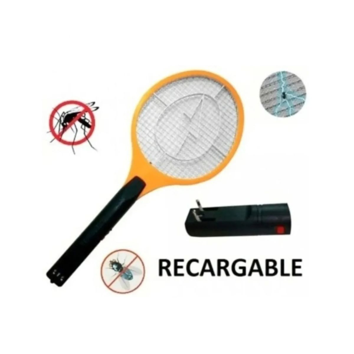 GENERICO - Mata Mosca Raqueta Electrica Recargable Insectos