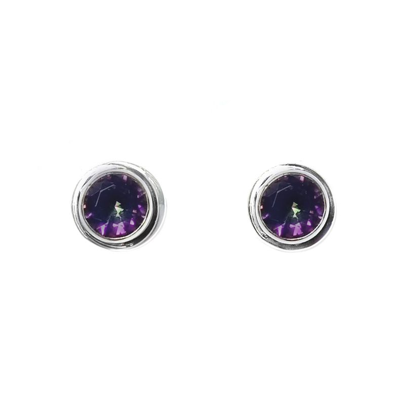 ANDREA COGGIOLA JOYAS - Aros Botón Topacio Místico Plata Fina 925
