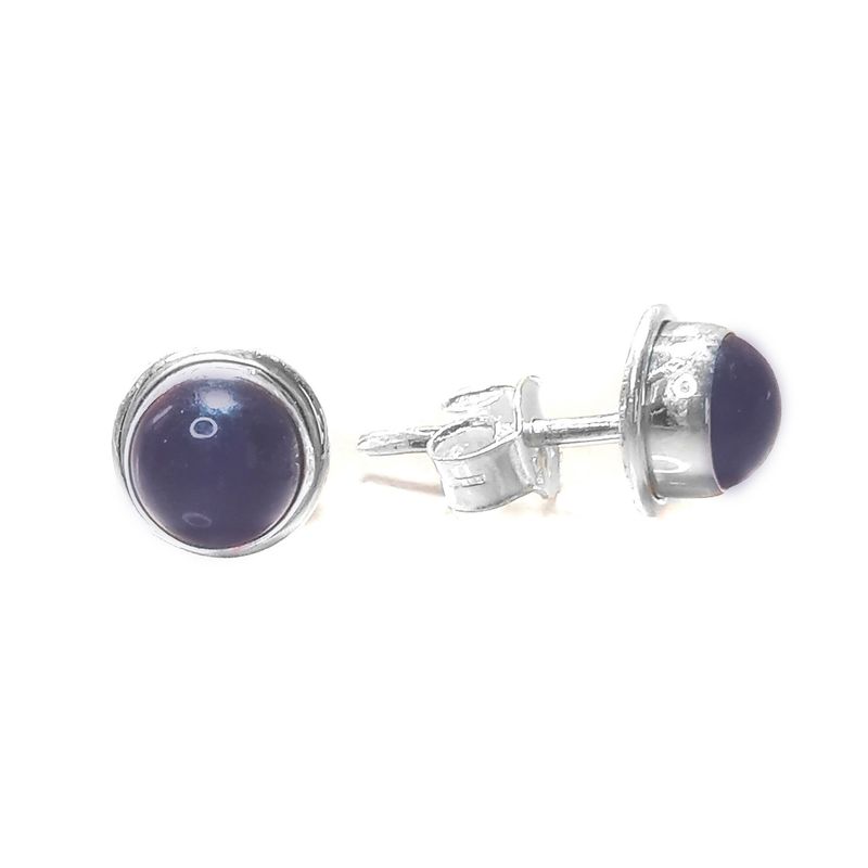ANDREA COGGIOLA JOYAS - Aros Botón Amatista Plata Fina 925
