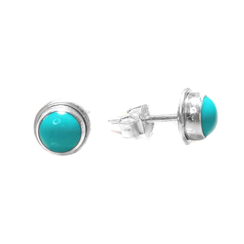 ANDREA COGGIOLA JOYAS - Aros Botón Turquesa Plata Fina 925