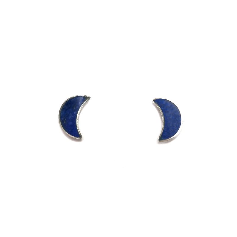 ANDREA COGGIOLA JOYAS - Aros Luna Lapislázuli Plata Fina 925