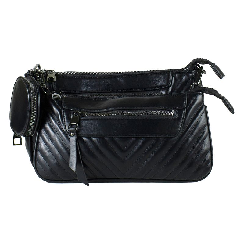 MAILEA - Bandolera ecocuero doble cierre para mujer negro