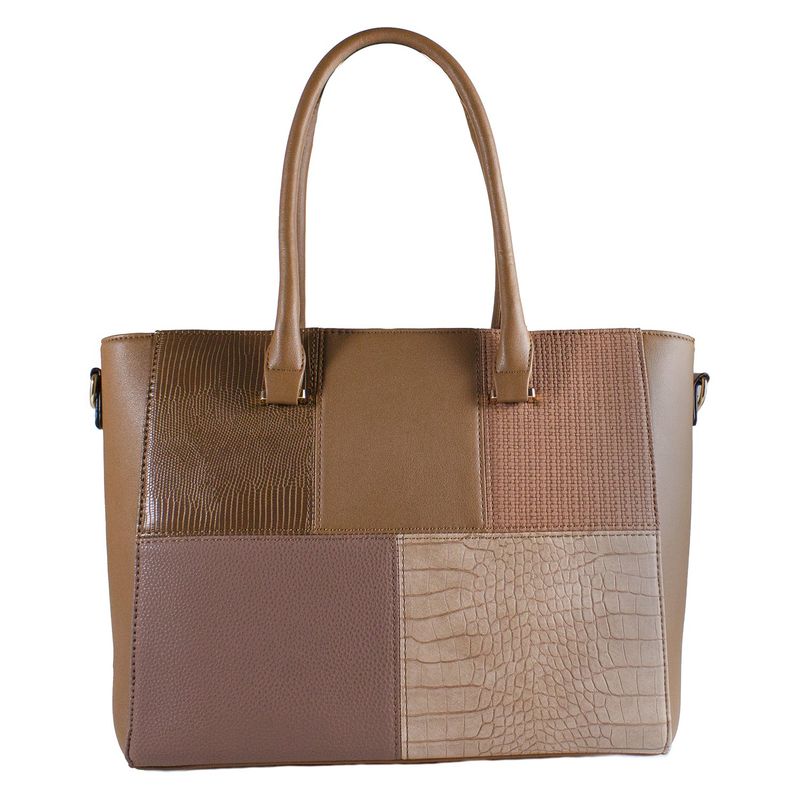 MAILEA - Cartera ecocuero rigida patch para mujer taupe