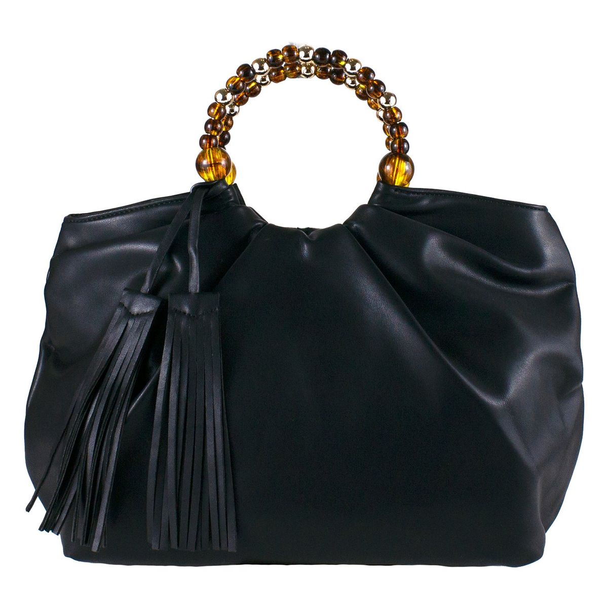 MAILEA - Cartera ecocuero manilla bolobes para mujer negro