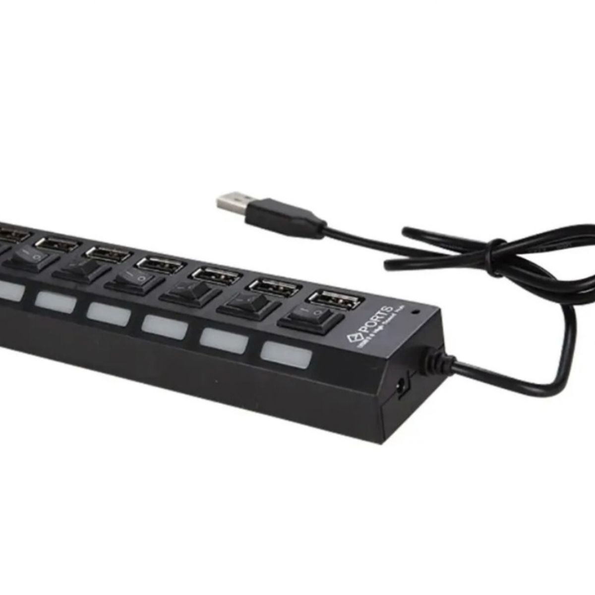 GENERICO - Hub Usb 2.0 Hi-speed 7 Puertos Con Interruptor On Off Led