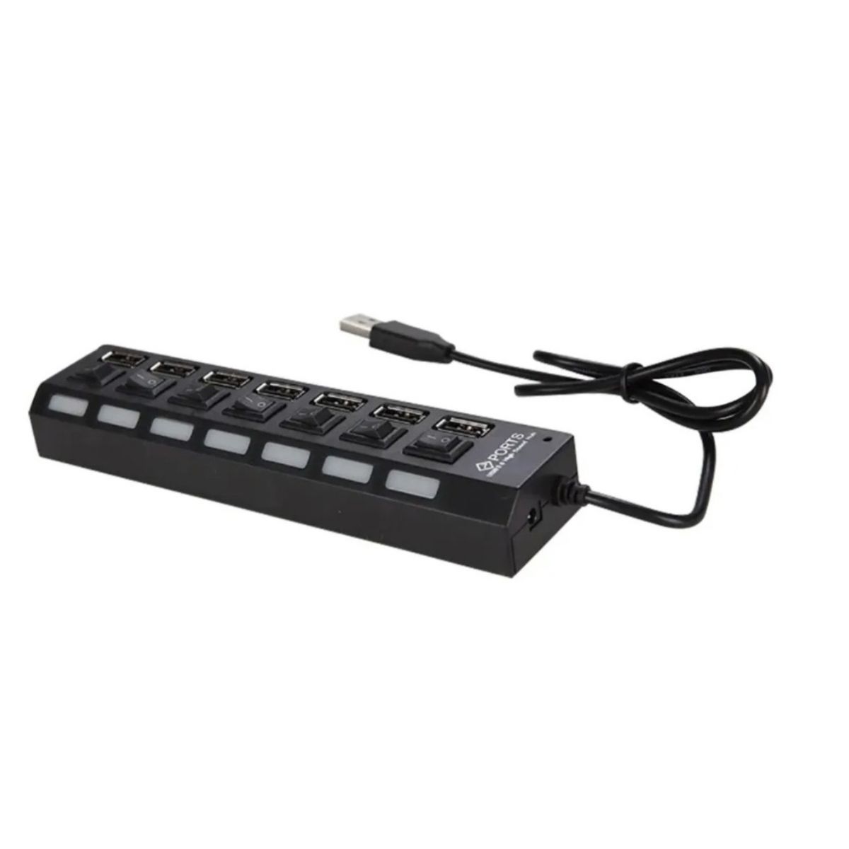 GENERICO - Hub Usb 2.0 Hi-speed 7 Puertos Con Interruptor On Off Led