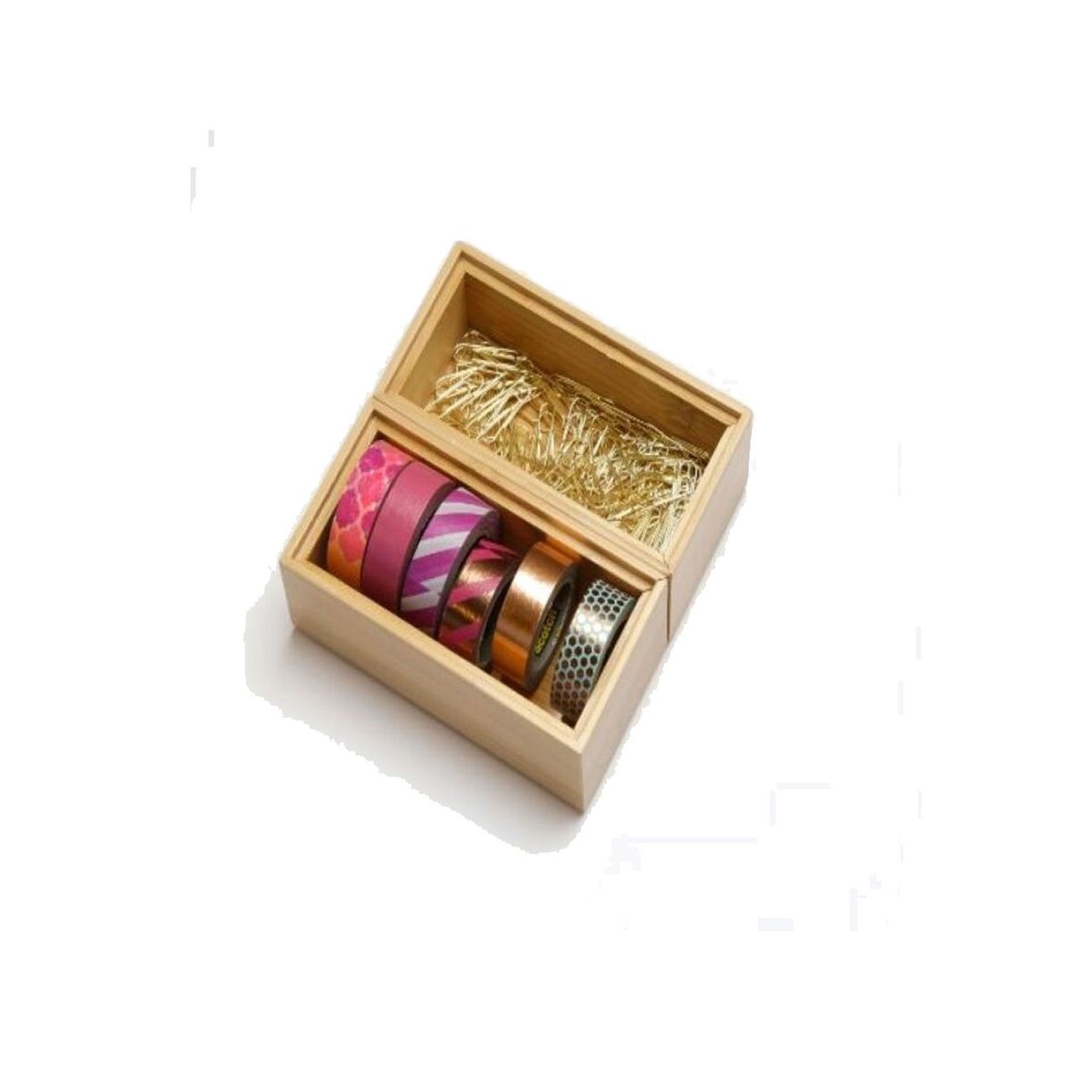 HBT - 2 Cajas Apilables Bambu Natural hbt Tamaño XS 14x7x5 cm