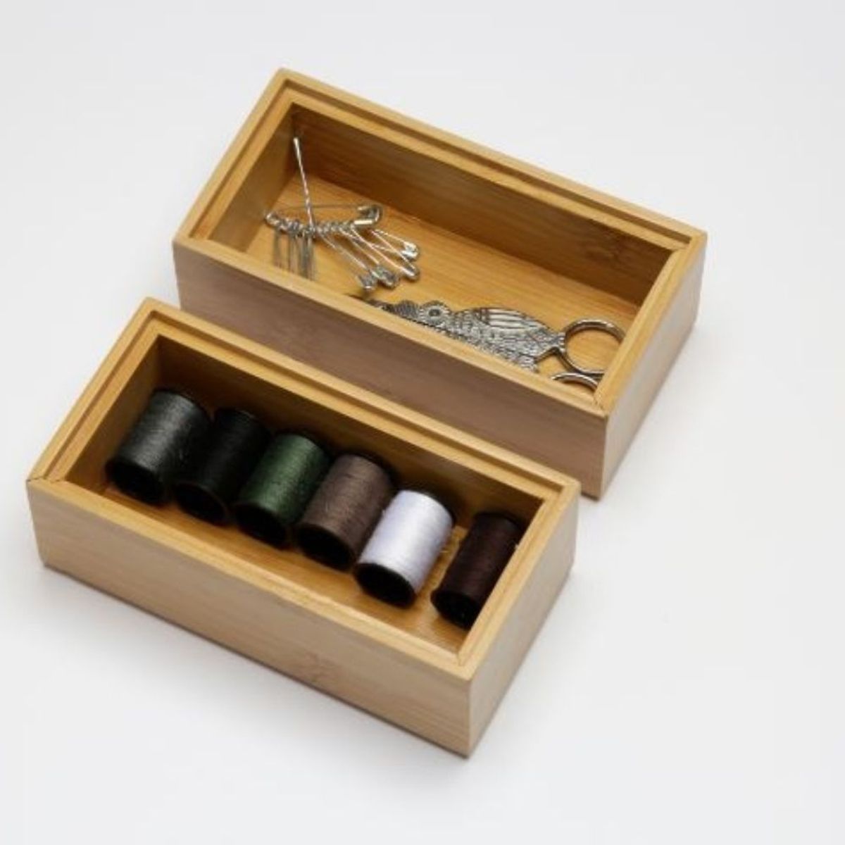 HBT - 2 Cajas Apilables Bambu Natural hbt Tamaño XS 14x7x5 cm