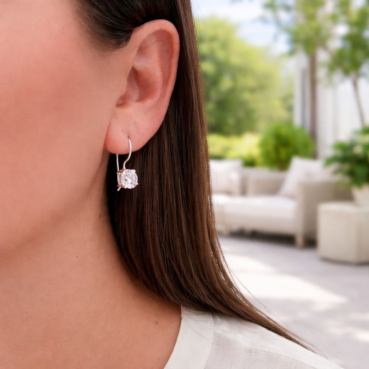 JOYAS MYTOKE - Aros Piedra Circon Gancho Plata 925 Mujer Juvenil