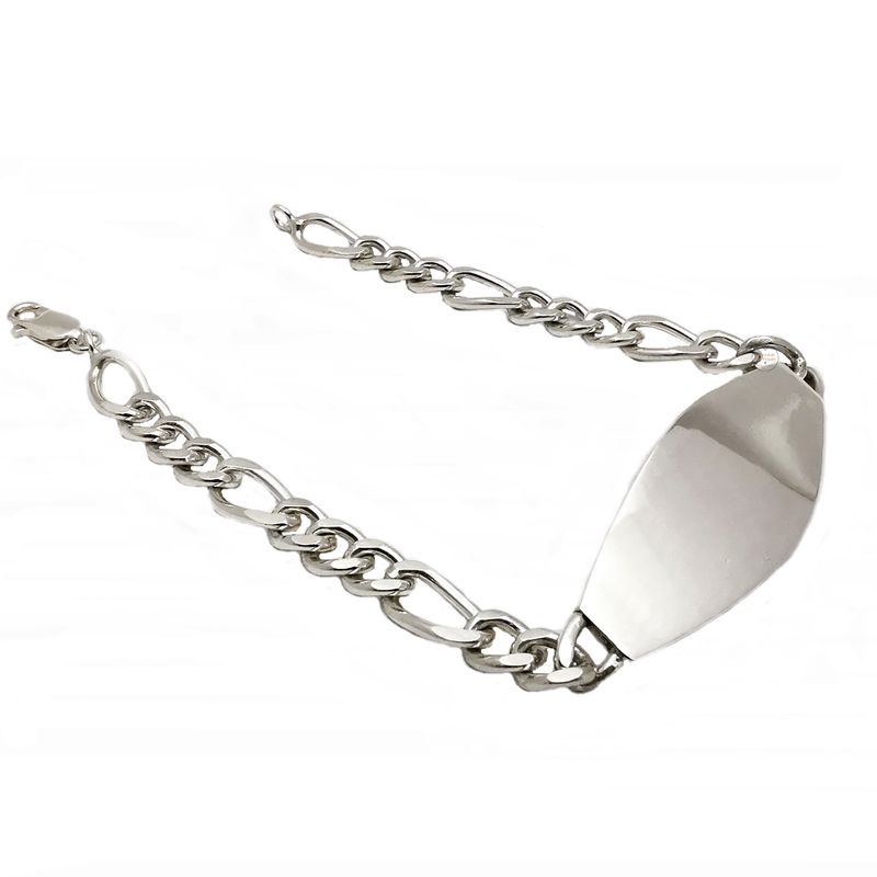 JOYAS MYTOKE - Pulsera Piocha Ancha Gruesa Figaro Plata Fina 980 Hombre