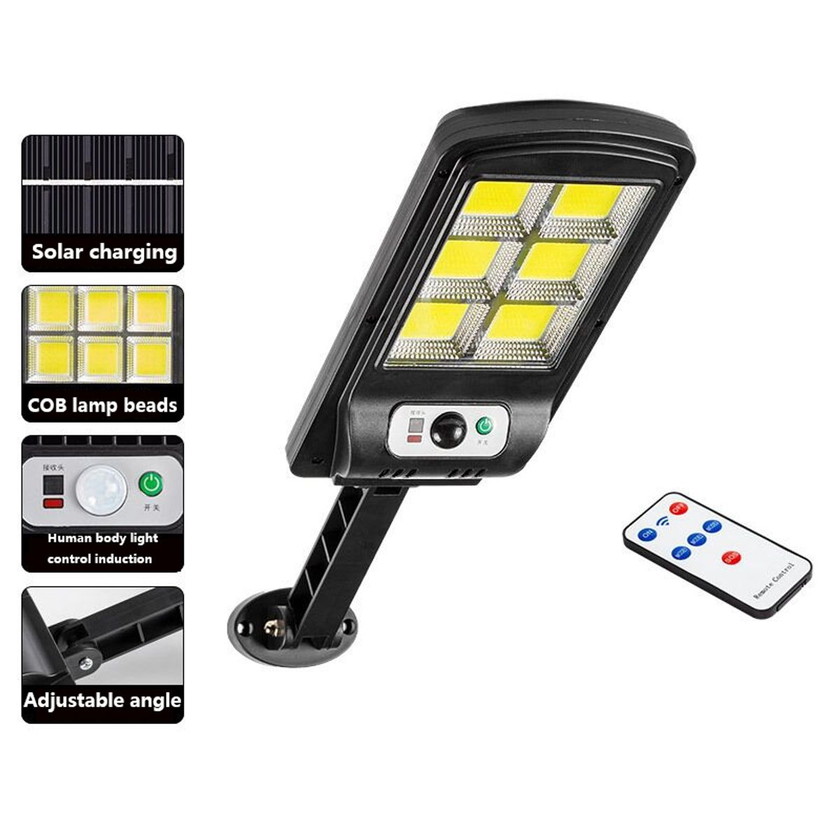 STARTECHOFFICE - Luz Led inteligente con panel solar control remoto y sensor movimiento 6000 Lumenes Blanco