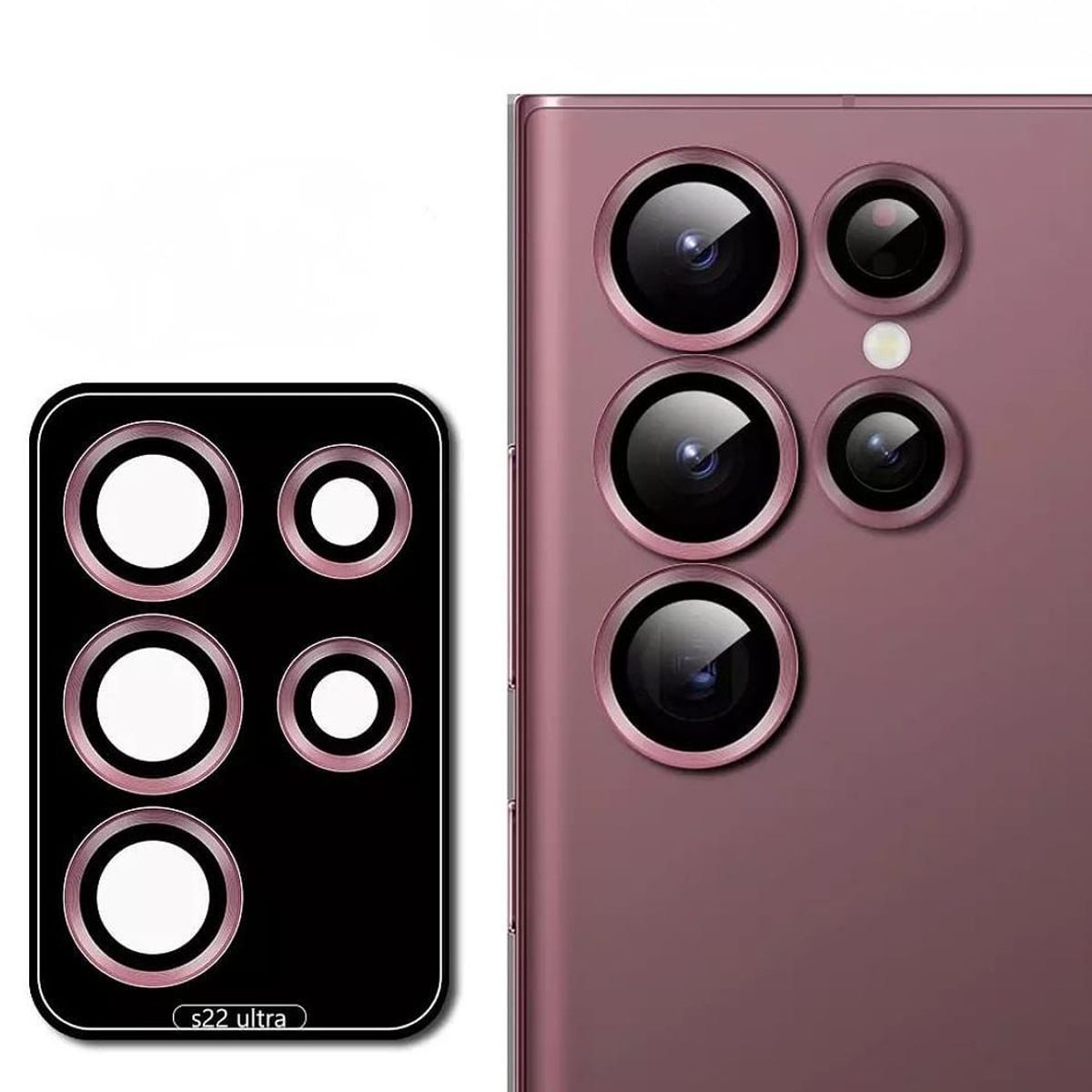 GENERICO - Protector De Lentes Para Samsung S22 Ultra - Rojo