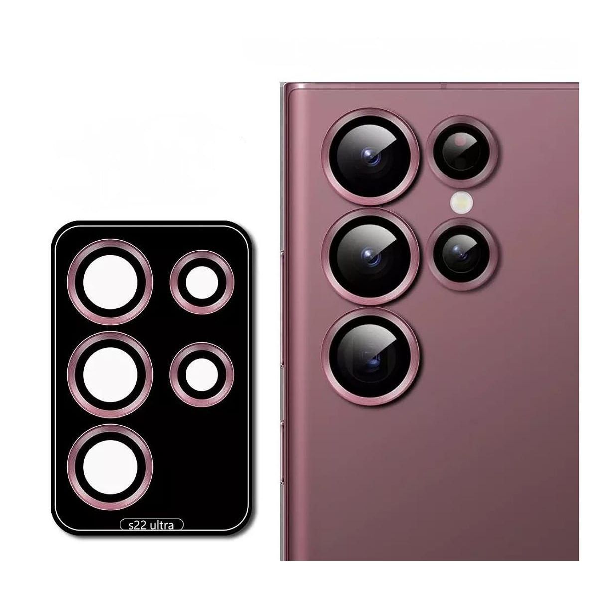 GENERICO - Protector De Lentes Para Samsung S22 Ultra - Rojo