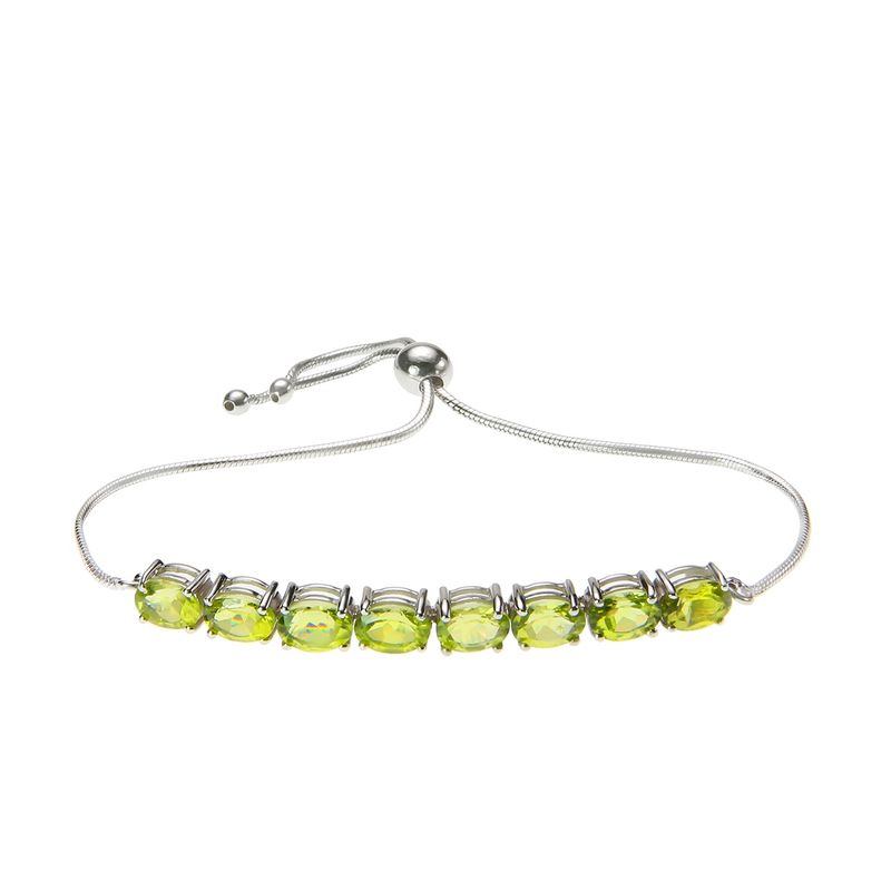 ALYN B JOYAS - Pulsera de Plata 925 con 8 gemas de Peridoto 7 mm