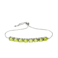 ALYN B JOYAS - Pulsera de Plata 925 con 8 gemas de Peridoto 7 mm