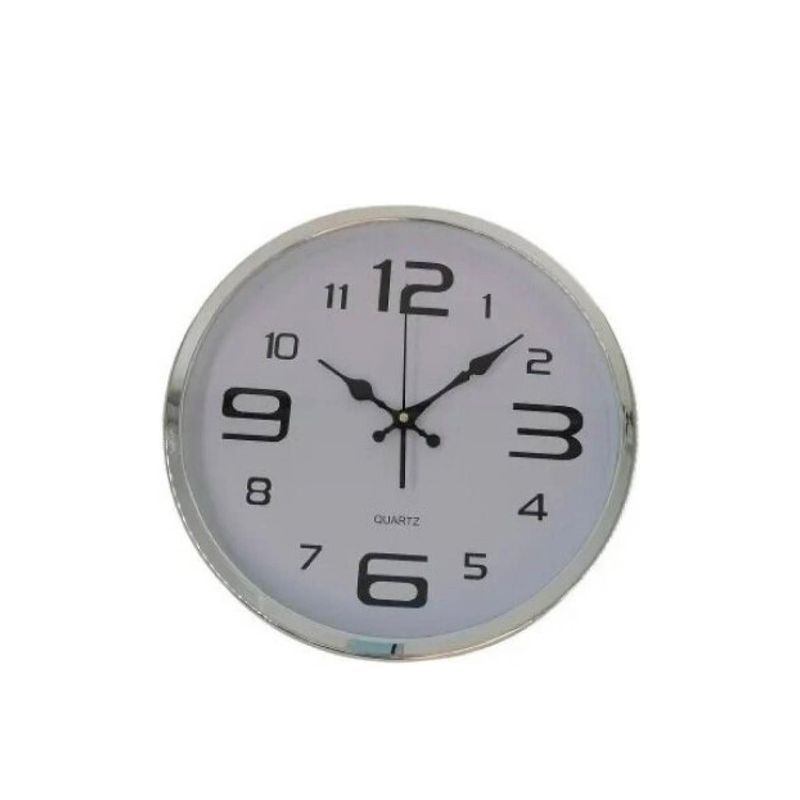 GENERICO - Reloj Quartz Mural Platiado Blanco