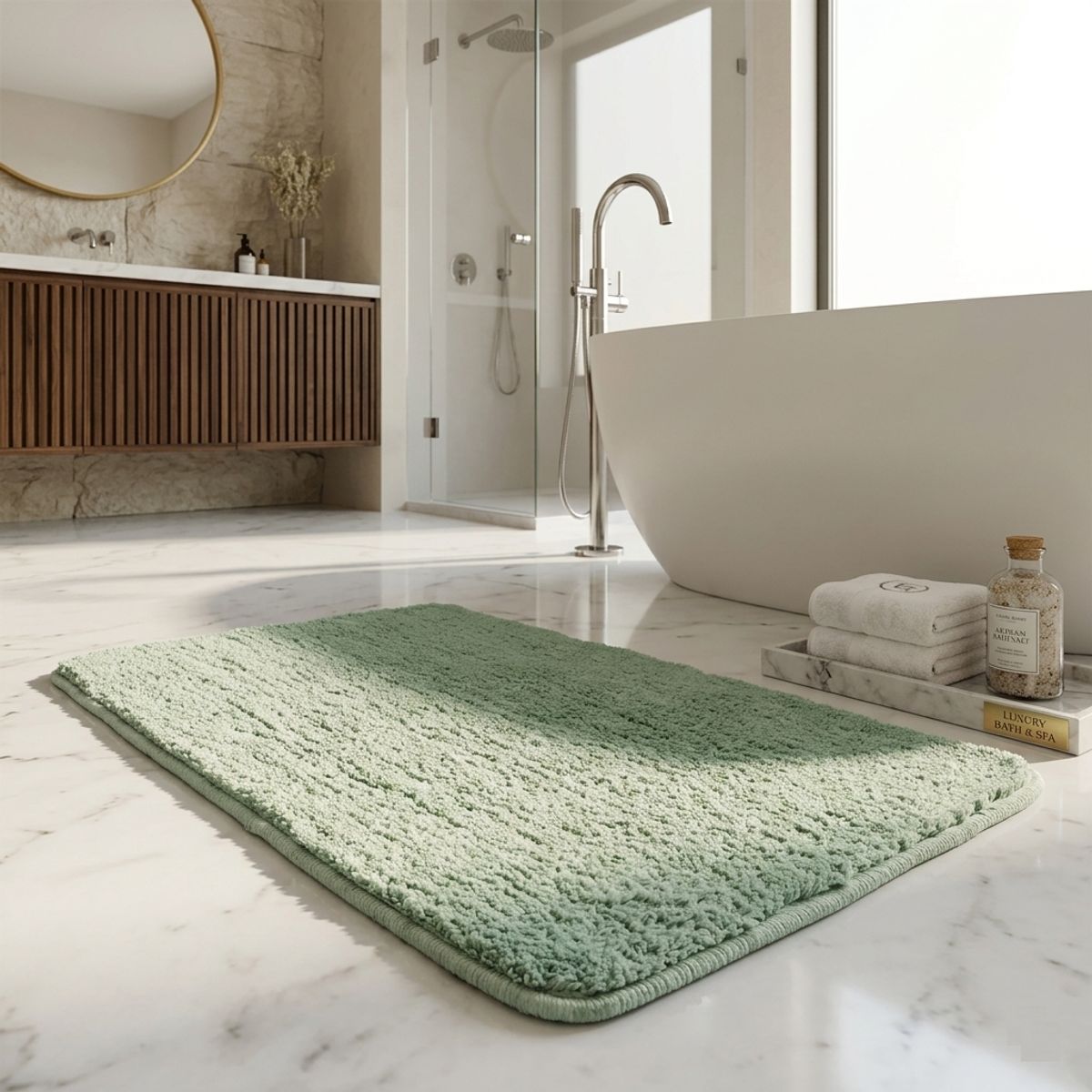 VELUTTI - Piso Alfombra de Baño Verde Agua 40x60 Velutti