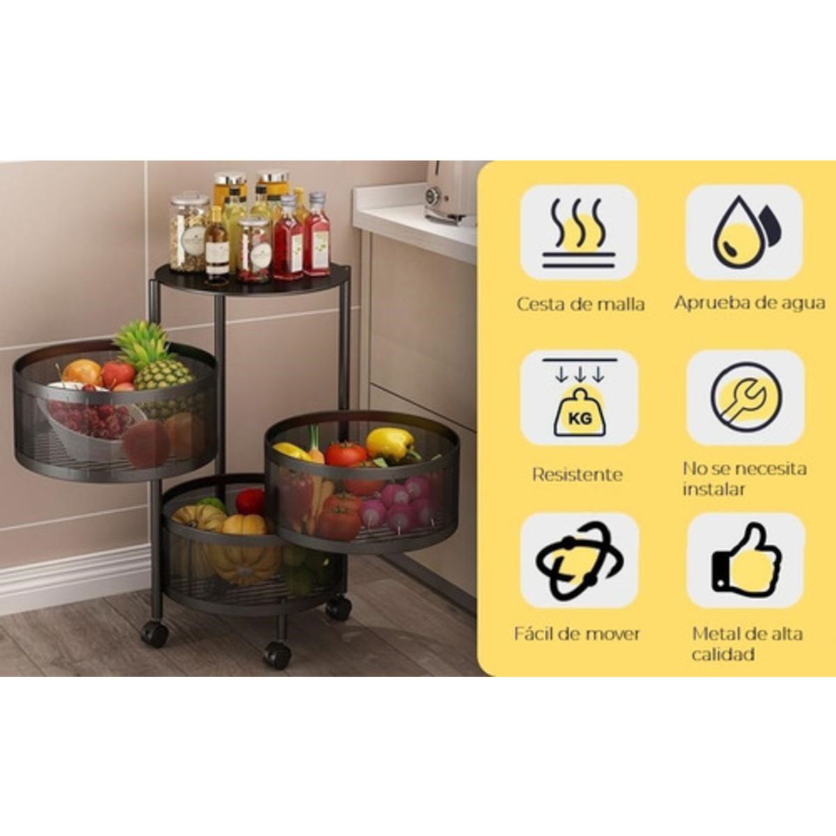 COLOR LAB - Frutera y verdulera de cocina 3 pisos COLOR LAB