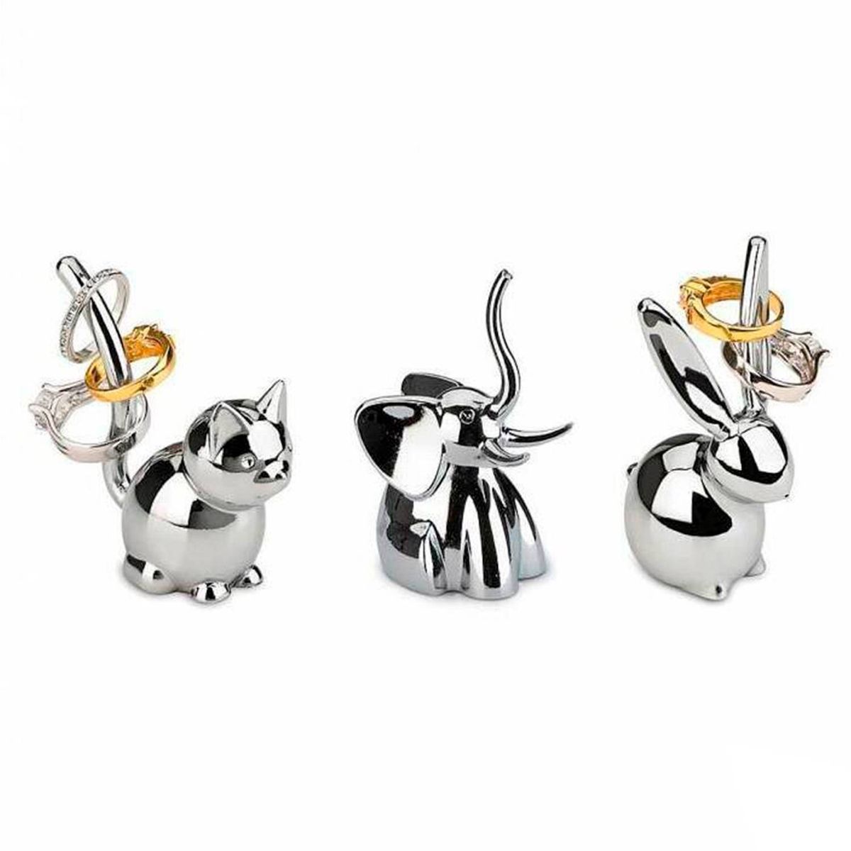 UMBRA - Set De 3 Porta Anillos Animales Plata Umbra UMBRA