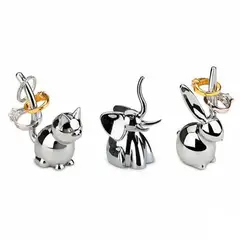 UMBRA - Set De 3 Porta Anillos Animales Plata