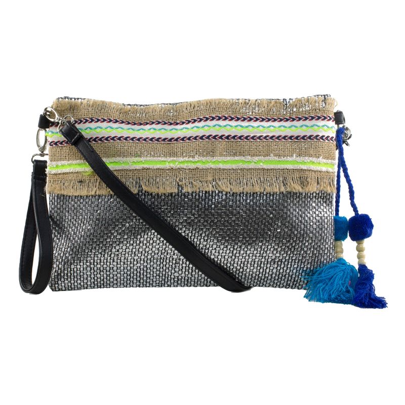 MAILEA - Bandolera ecocuero arpillera para mujer negro