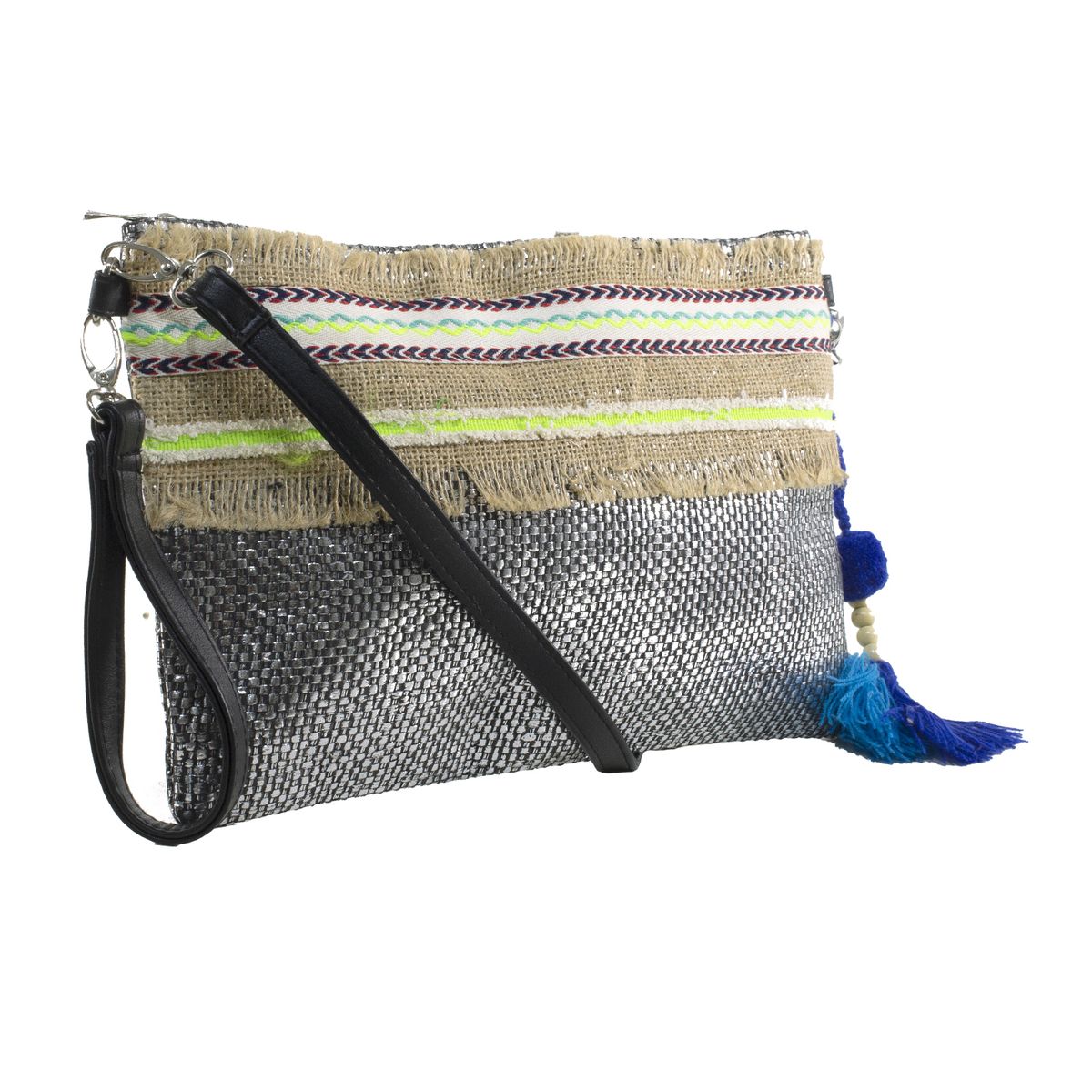 MAILEA - Bandolera ecocuero arpillera para mujer negro