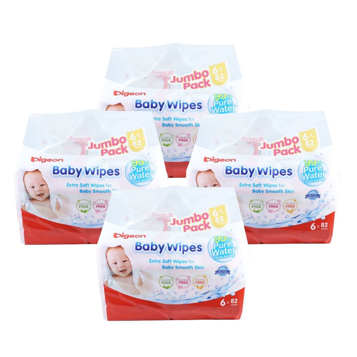 PIGEON - Pack X 24 Toallitas Húmedas 99% Agua Pura 82 Hojas