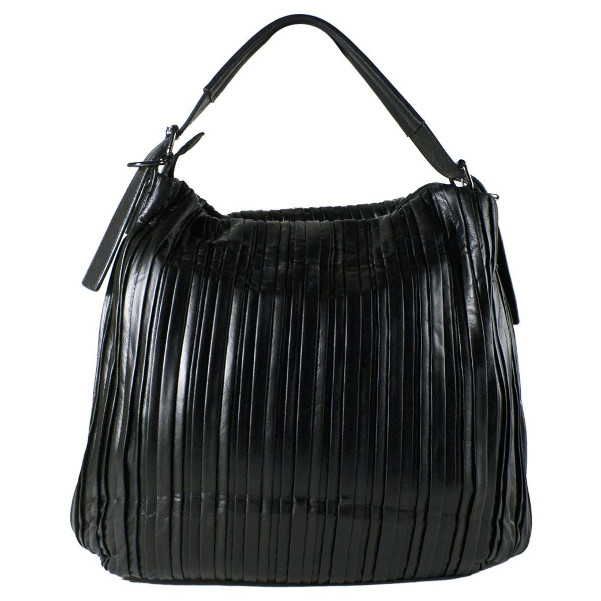 MAILEA - Cartera ecocuero con cortes verticales para mujer negro