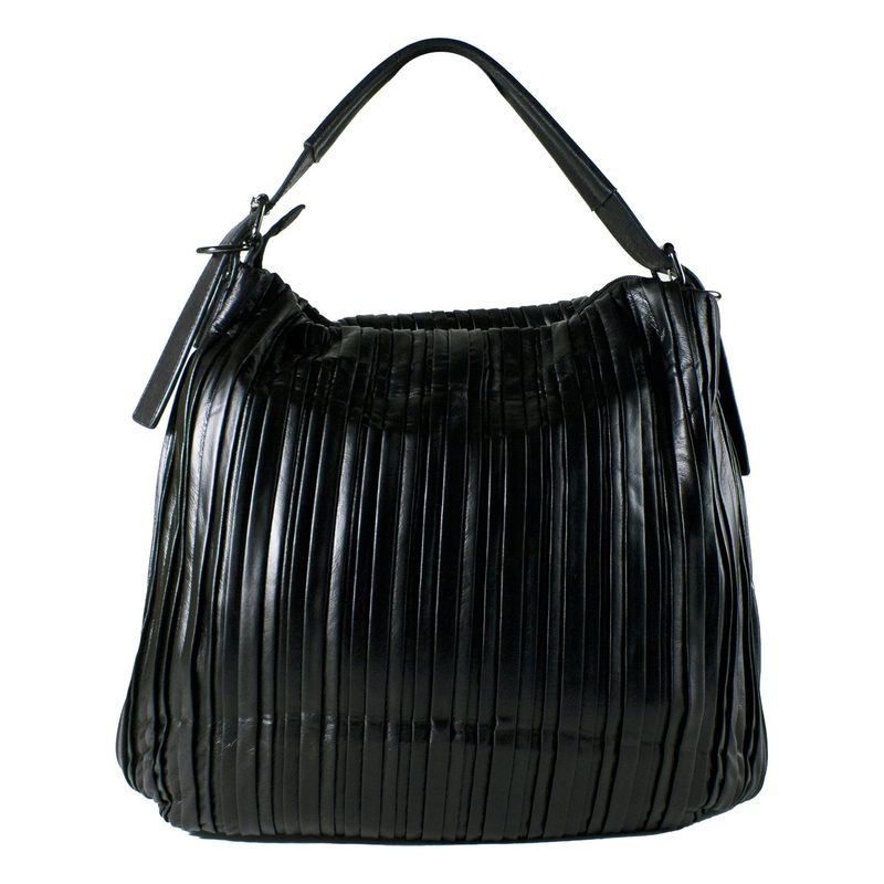 MAILEA - Cartera ecocuero con cortes verticales para mujer negro
