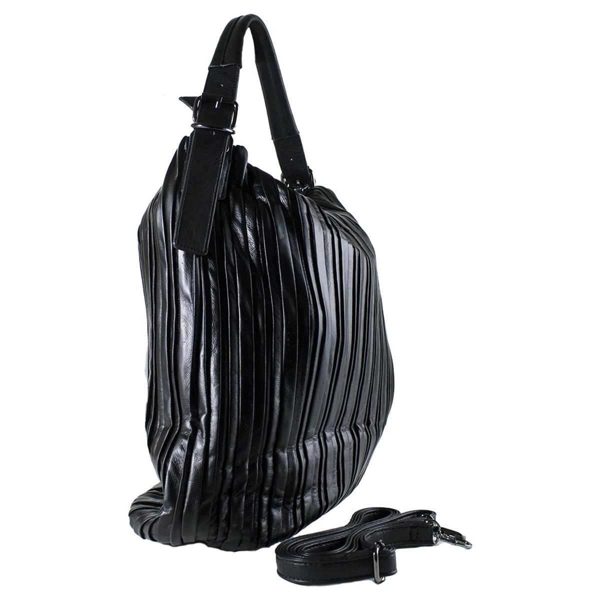 MAILEA - Cartera ecocuero con cortes verticales para mujer negro