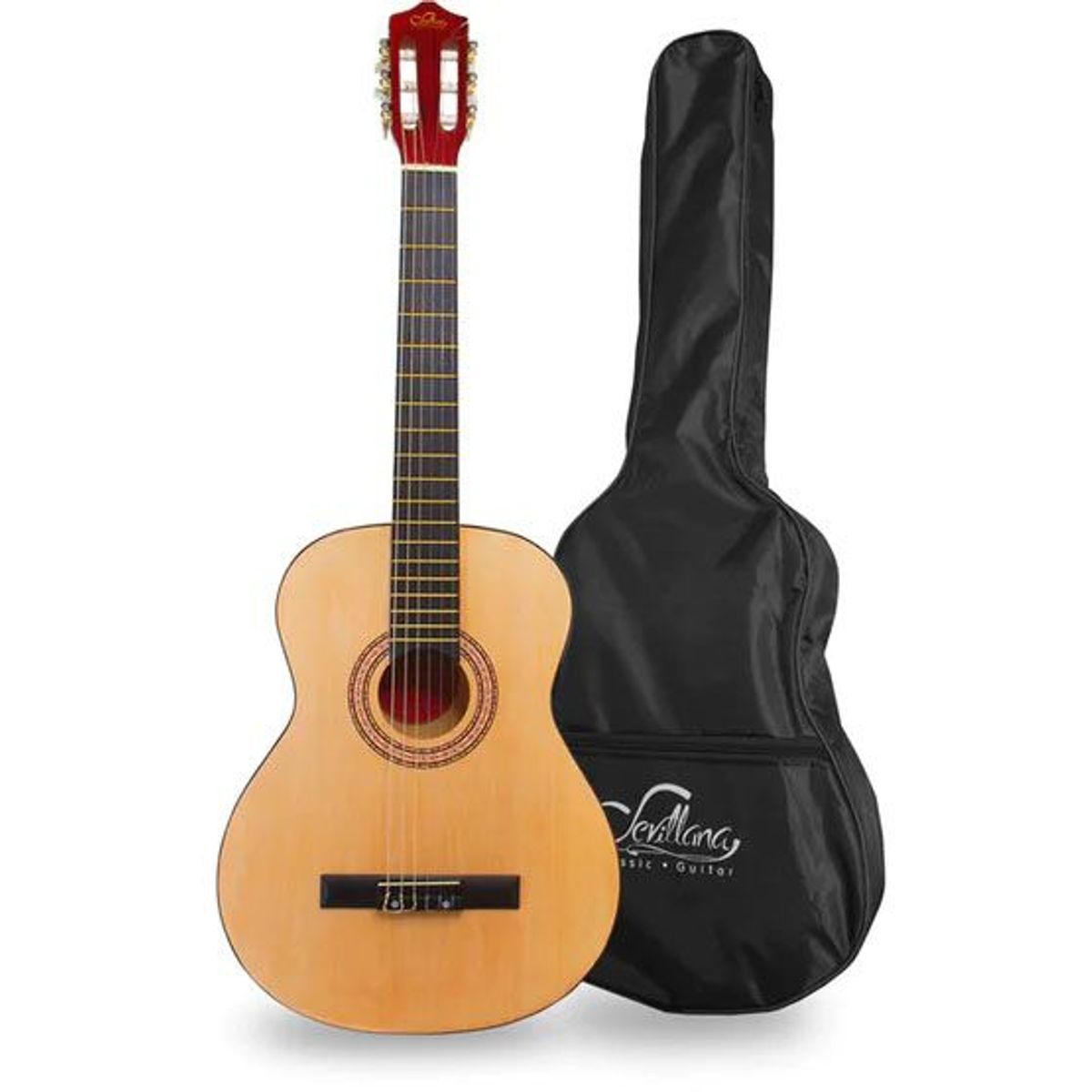 SEVILLANA - Guitarra Sevillana Natural 30 Pulgadas Para Niños Con Funda.
