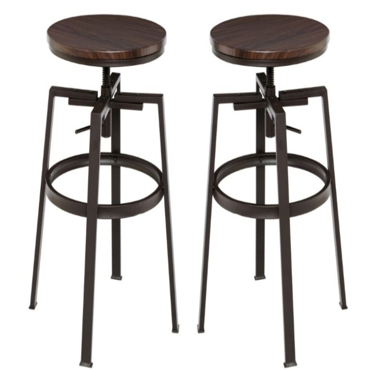 ARTIHOGAR - Pack  2 Taburete Industrial Vintage Metal Madera