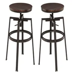 GENERICO - Pack 2 Taburete Industrial Vintage Metal Madera