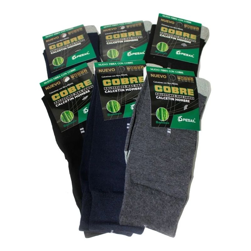 GENERICO - 12 Pares Calcetines Gruesos Con Fibra De Cobre y Algodón Para Hombre
