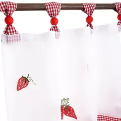 CHANTILLY - Cortina Velo Cocina Frutilla 45x135 Cm.