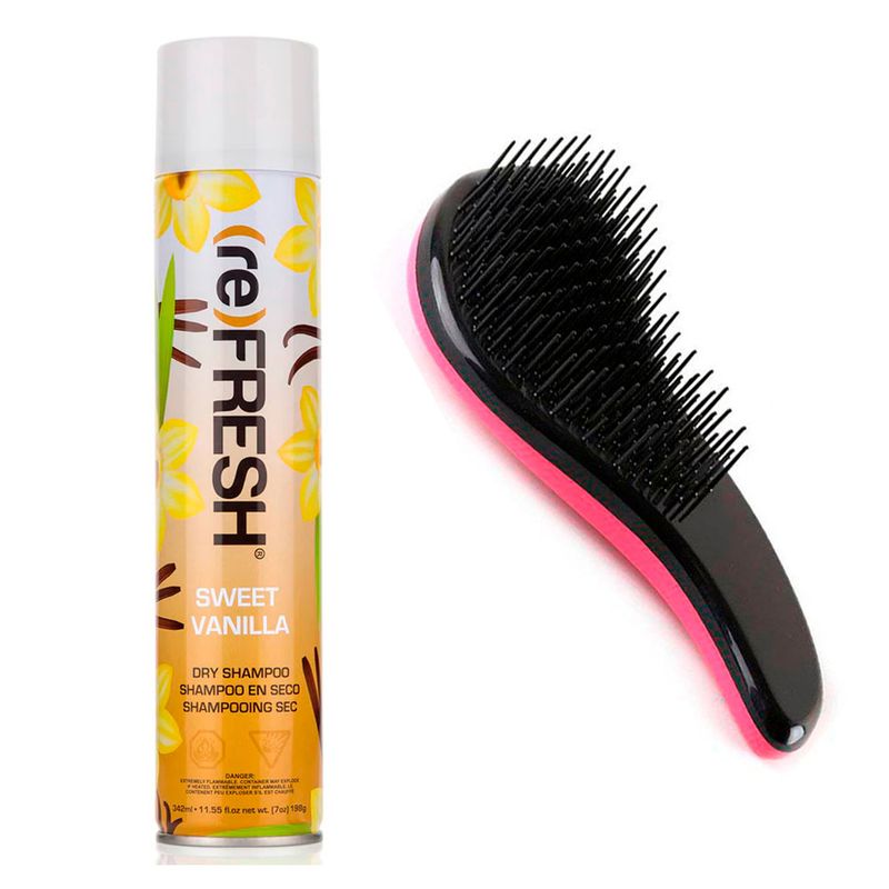 COSMETICAVAL - Kit shampoo seco sweet vainilla Refresh + cepillo desenredante